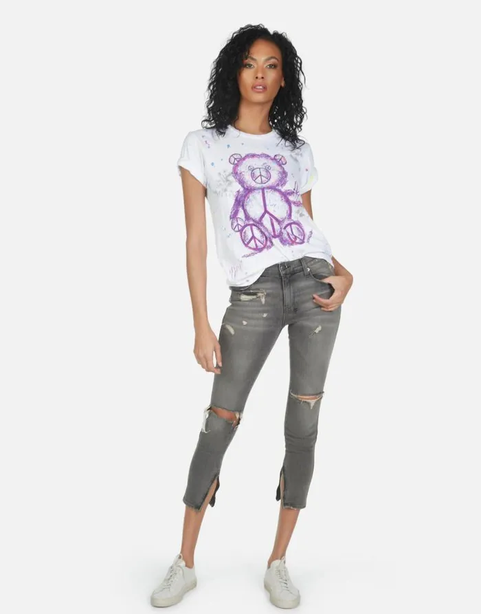 Wolf Peace Teddy Punk Stain Women Lauren Moshi Short Sleeve
