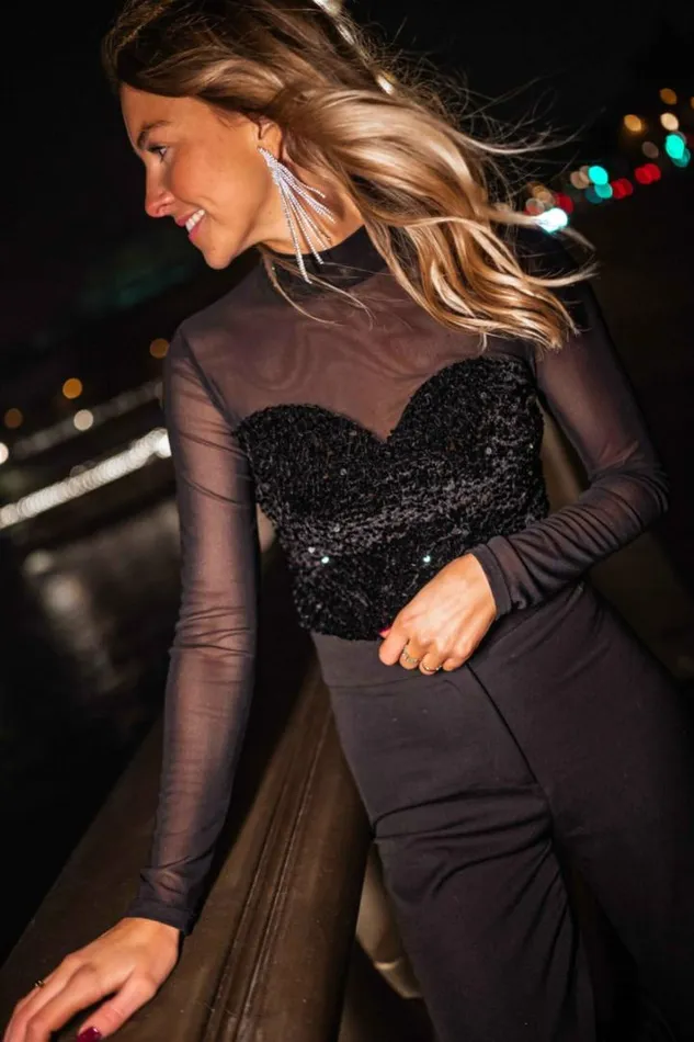 Women039s Clothing Blouses Easy Clothes Black Glittery Mandy Blouse