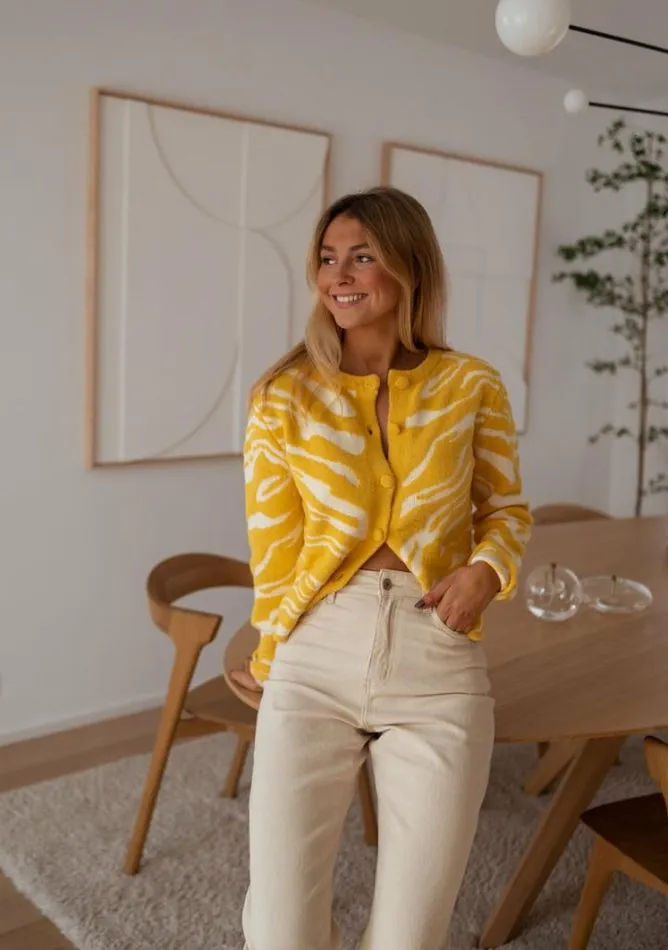 Women039s Clothing Cardigans Easy Clothes Ecru And Yellow Pacome Cardigan