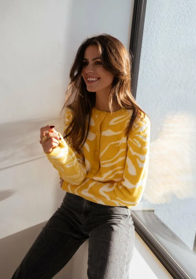 Women039s Clothing Cardigans Easy Clothes Ecru And Yellow Pacome Cardigan
