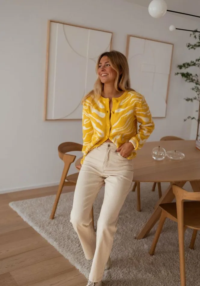 Women039s Clothing Cardigans Easy Clothes Ecru And Yellow Pacome Cardigan