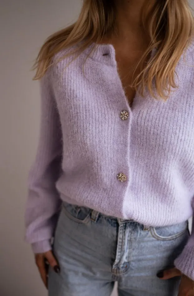 Women039s Clothing Cardigans Easy Clothes Lilac Isa Cardigan With Shiny Buttons