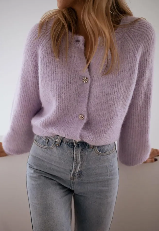 Women039s Clothing Cardigans Easy Clothes Lilac Isa Cardigan With Shiny Buttons
