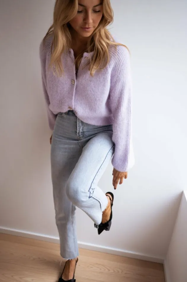 Women039s Clothing Cardigans Easy Clothes Lilac Isa Cardigan With Shiny Buttons