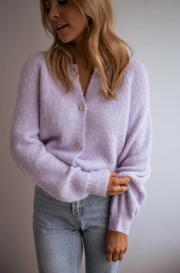 Women039s Clothing Cardigans Easy Clothes Lilac Isa Cardigan With Shiny Buttons