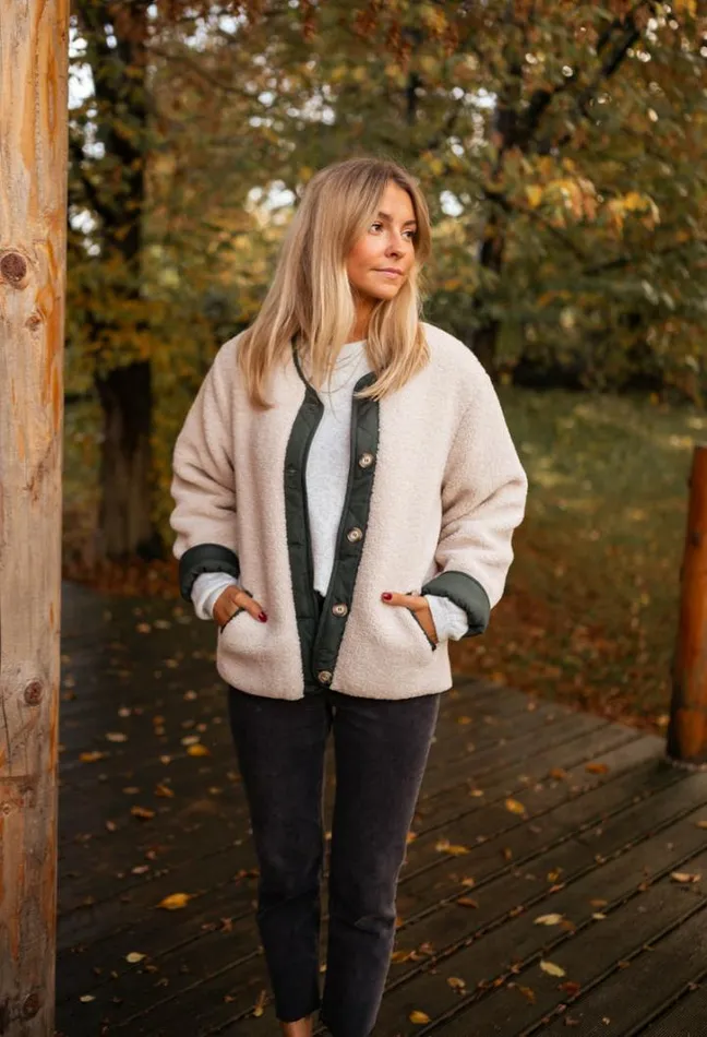 Women039s Clothing Coats Easy Clothes Beige And Green Billy Coat
