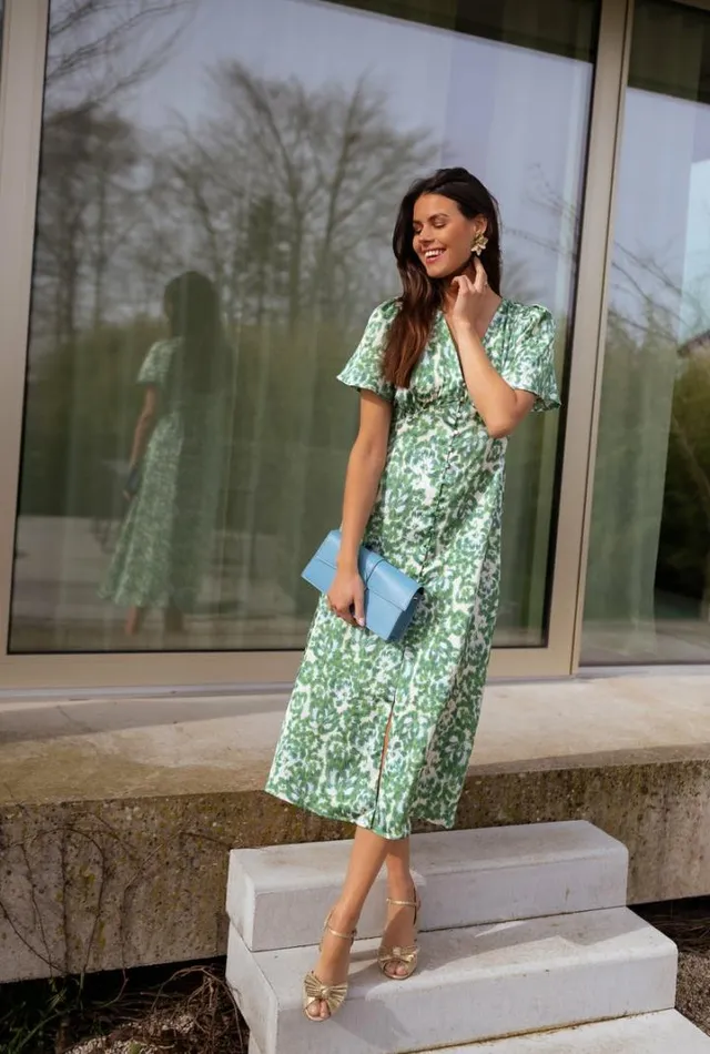 Women039s Clothing Dresses Easy Clothes Green Patterned Adena Dress