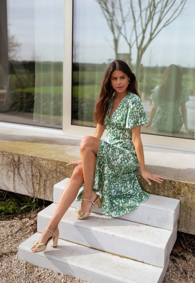 Women039s Clothing Dresses Easy Clothes Green Patterned Adena Dress