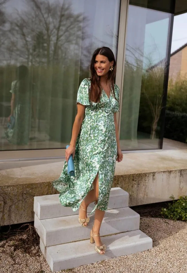 Women039s Clothing Dresses Easy Clothes Green Patterned Adena Dress