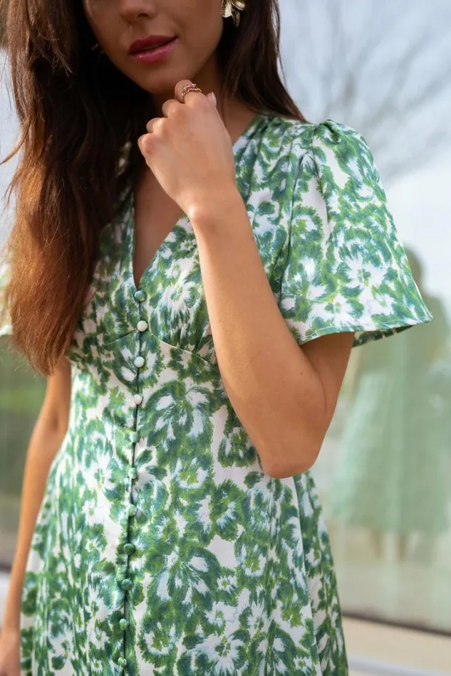 Women039s Clothing Dresses Easy Clothes Green Patterned Adena Dress