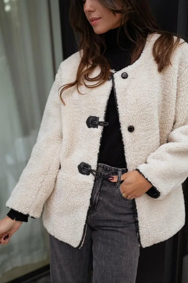 Women039s Clothing Jackets Easy Clothes Ecru Atlanta Faux Sheep Fur Jacket