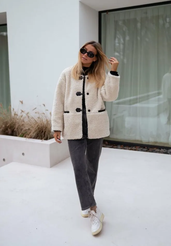 Women039s Clothing Jackets Easy Clothes Ecru Atlanta Faux Sheep Fur Jacket