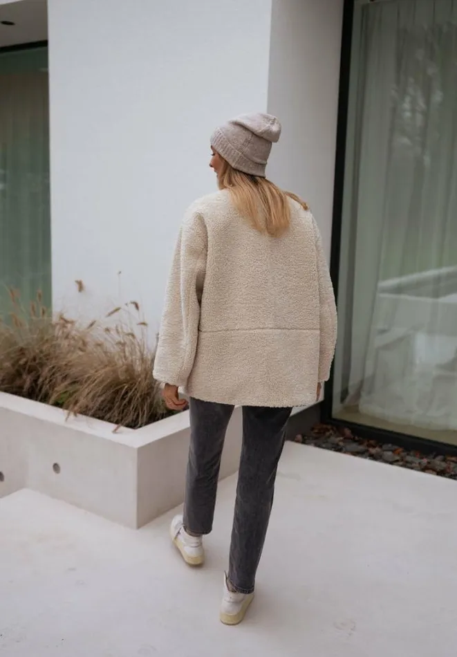 Women039s Clothing Jackets Easy Clothes Ecru Atlanta Faux Sheep Fur Jacket