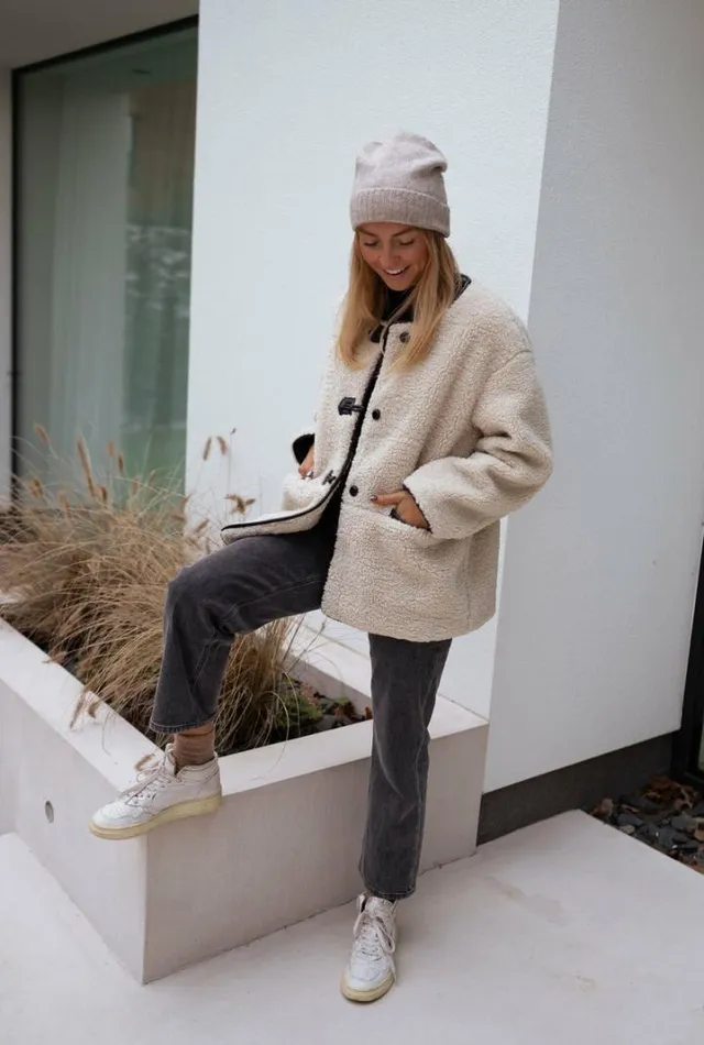 Women039s Clothing Jackets Easy Clothes Ecru Atlanta Faux Sheep Fur Jacket