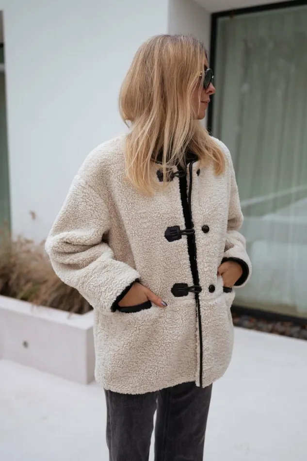 Women039s Clothing Jackets Easy Clothes Ecru Atlanta Faux Sheep Fur Jacket