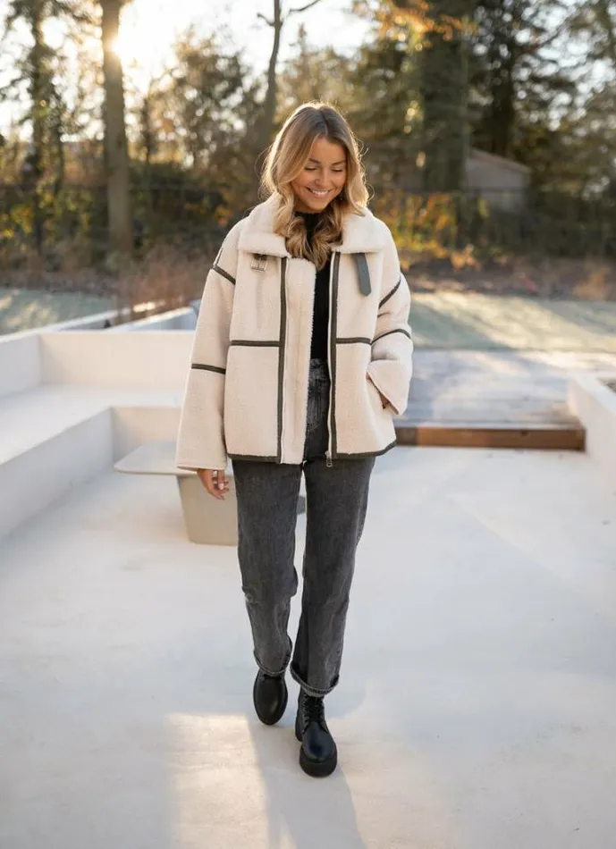 Women039s Clothing Jackets Easy Clothes Khaki Shearling Nita Jacket Khaki