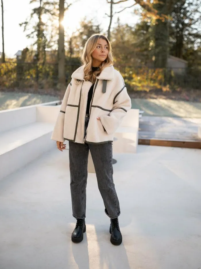 Women039s Clothing Jackets Easy Clothes Khaki Shearling Nita Jacket Khaki