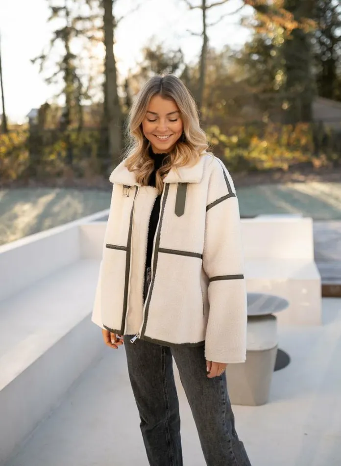 Women039s Clothing Jackets Easy Clothes Khaki Shearling Nita Jacket Khaki