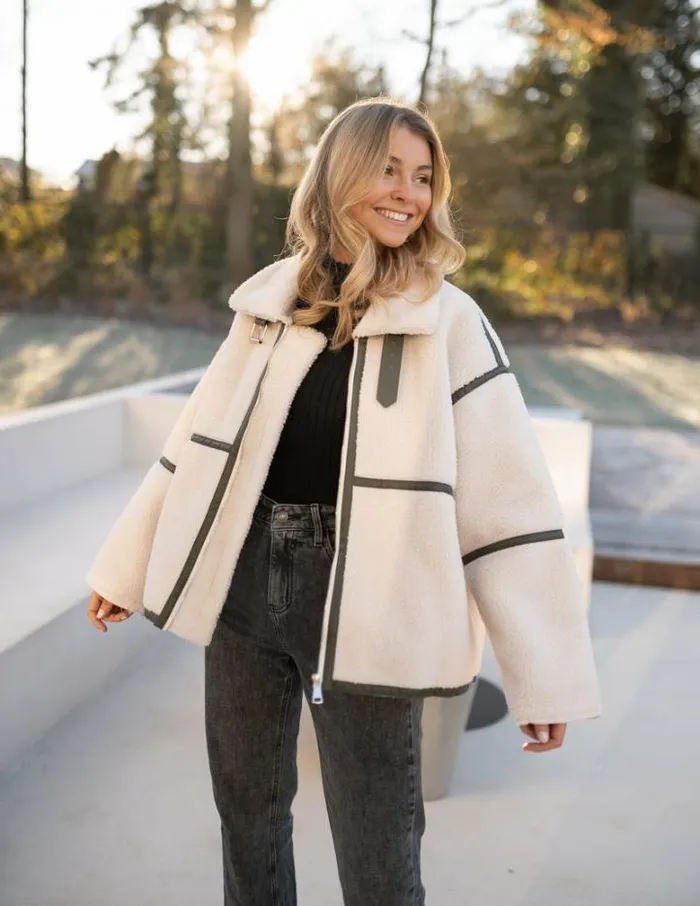 Women039s Clothing Jackets Easy Clothes Khaki Shearling Nita Jacket Khaki