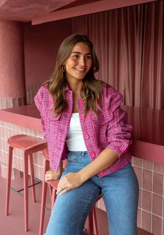Women039s Clothing Jackets Easy Clothes Pink Tweed Joao Jacket Women039s Clothing Jackets Easy Clothes Pink Tweed Joao Jacket