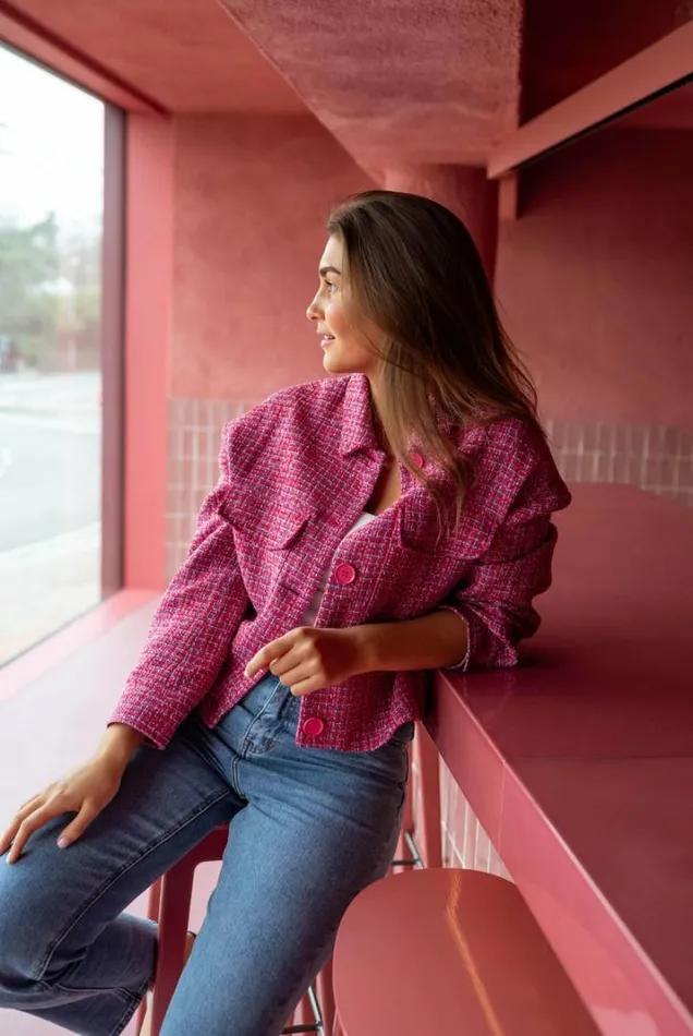 Women039s Clothing Jackets Easy Clothes Pink Tweed Joao Jacket Women039s Clothing Jackets Easy Clothes Pink Tweed Joao Jacket