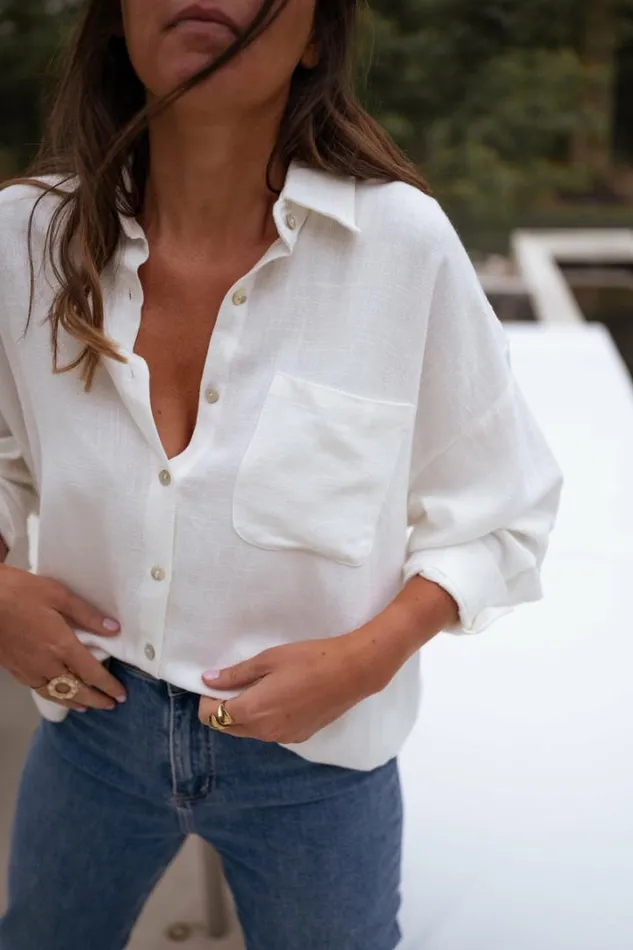 Women039s Clothing Shirts Easy Clothes Ecru Blanca Linen Shirt Ecru