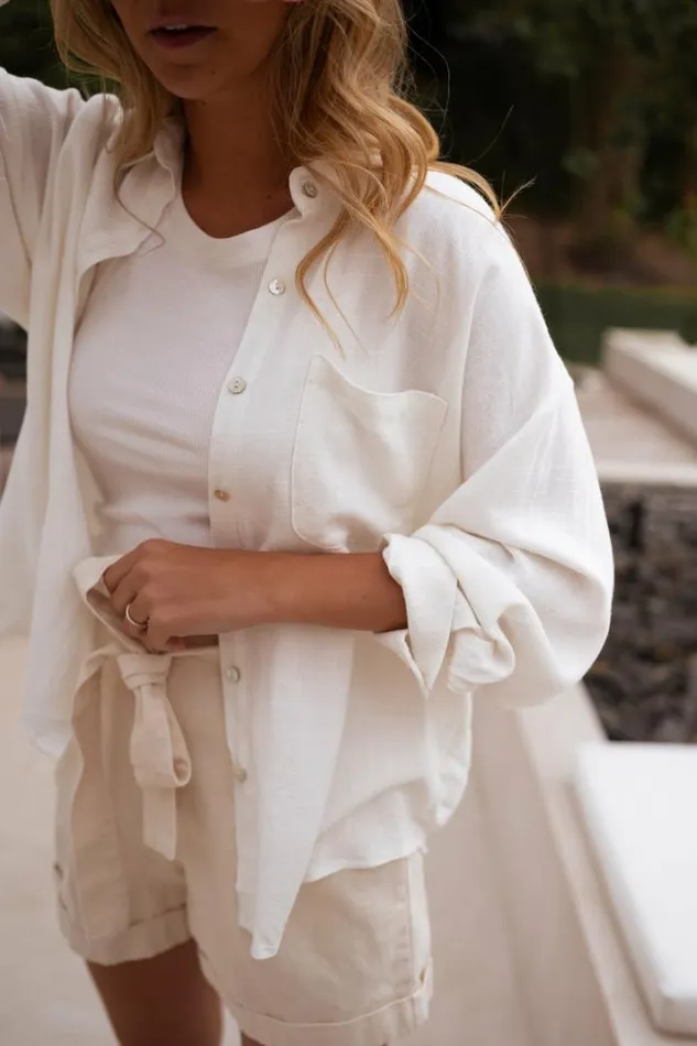 Women039s Clothing Shirts Easy Clothes Ecru Blanca Linen Shirt Ecru