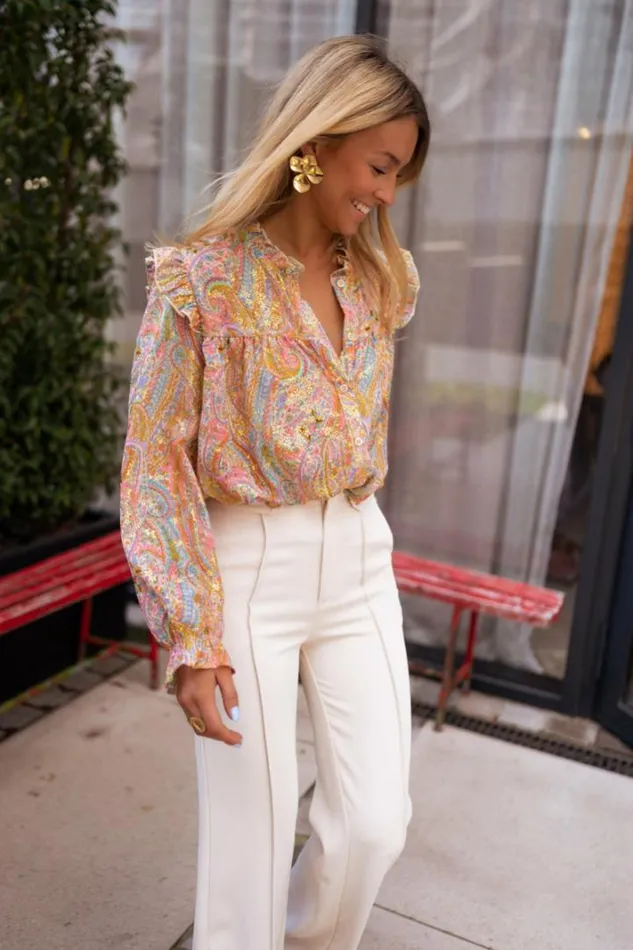 Women039s Clothing Shirts Easy Clothes Orange And Golden Zelia Shirt