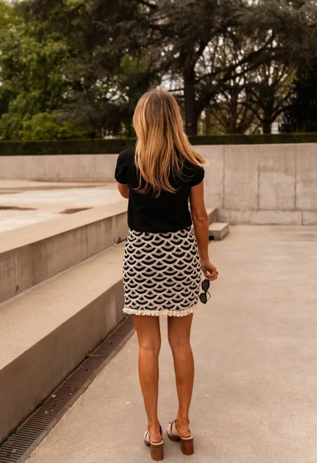 Women039s Clothing Skirts Easy Clothes Black And Ecru Crochet Teresa Skirt