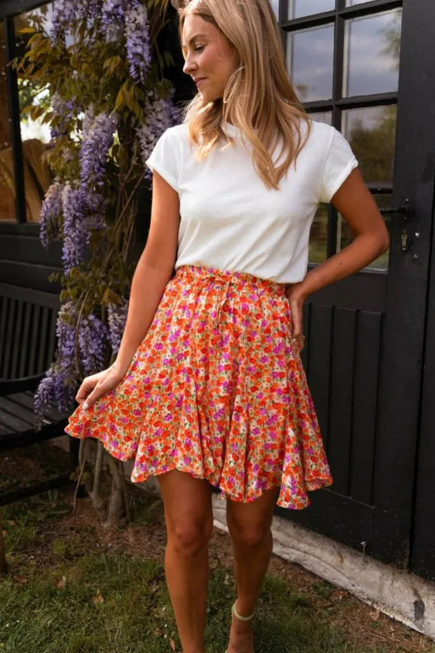 Women039s Clothing Skirts Easy Clothes Orange Floral Henley Skirt Women039s Clothing Skirts Easy Clothes Orange Floral Henley Skirt