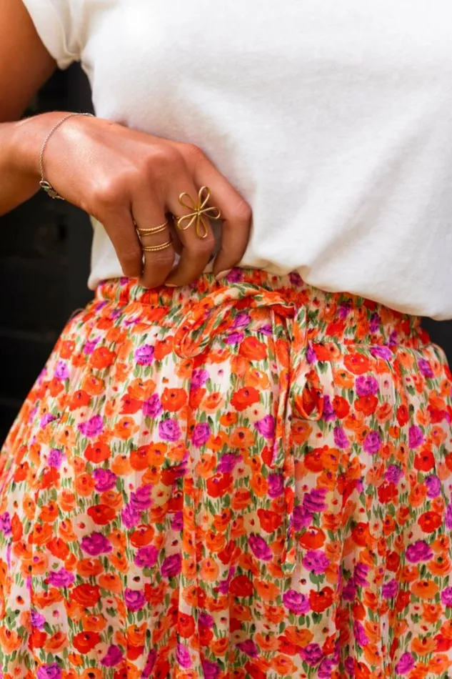 Women039s Clothing Skirts Easy Clothes Orange Floral Henley Skirt Women039s Clothing Skirts Easy Clothes Orange Floral Henley Skirt