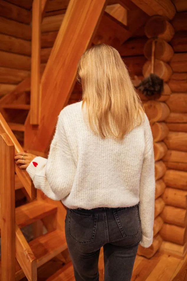 Women039s Clothing Sweaters Easy Clothes Ecru Soline Sweater With Hearts Ecru