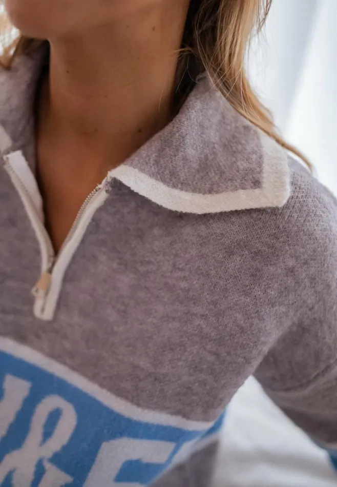 Women039s Clothing Sweaters Easy Clothes Grey And Blue Snow Sweater