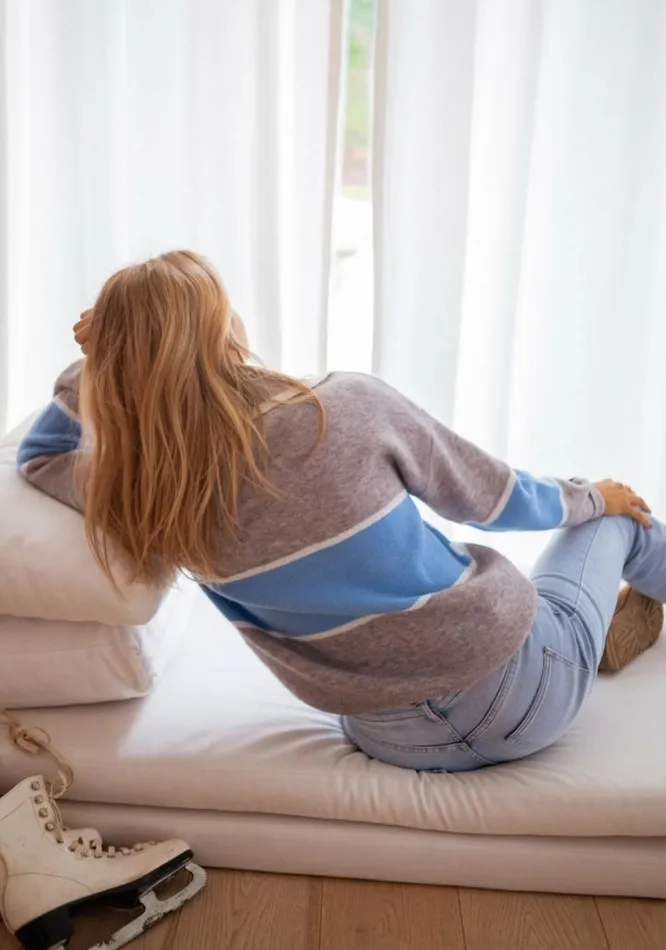 Women039s Clothing Sweaters Easy Clothes Grey And Blue Snow Sweater