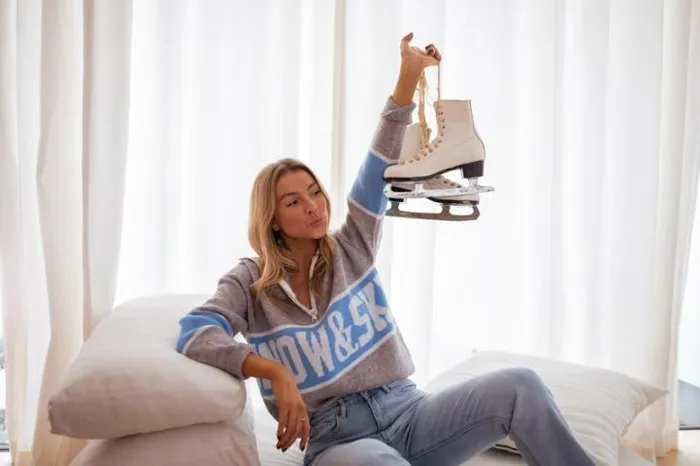Women039s Clothing Sweaters Easy Clothes Grey And Blue Snow Sweater