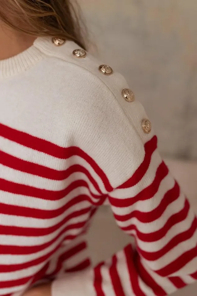 Women039s Clothing Sweaters Easy Clothes White Aubry Sweater With Red Lines Women039s Clothing Sweaters Easy Clothes White Aubry Sweater With Red Lines