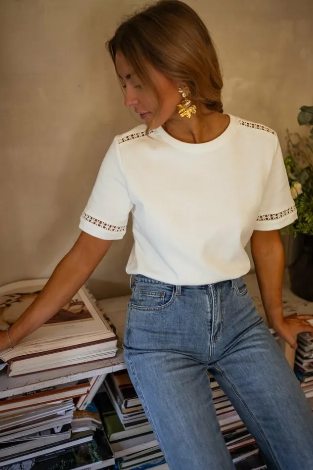 Women039s Clothing Tshirts Easy Clothes White Embroidered Romina TShirt White Women039s Clothing Tshirts Easy Clothes White Embroidered Romina TShirt White