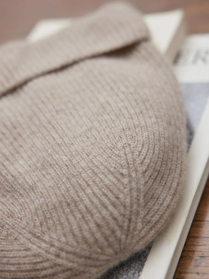 Women Accessories Cyrillus Adult Ribbed Cashmere Beanie 8211 The Cashmere Collection Chamois Chine