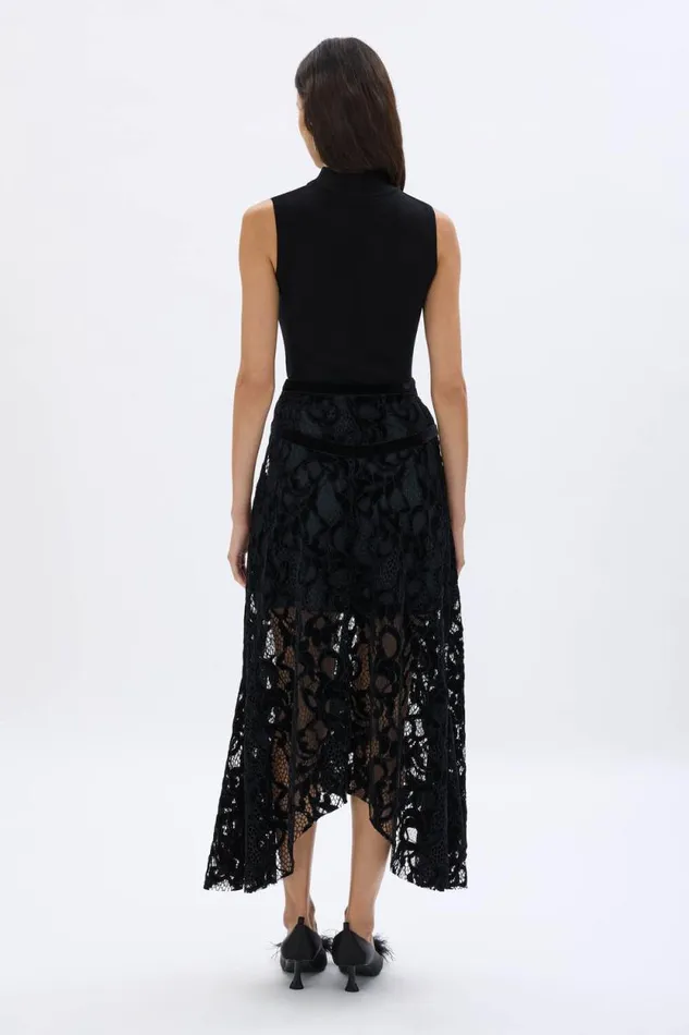 Women Asymmetrical Skirt In Velvet Lace Black Black Sonia Rykiel Skirts