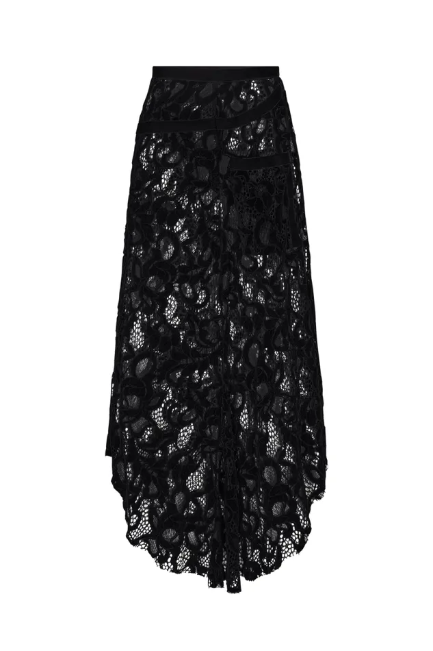 Women Asymmetrical Skirt In Velvet Lace Black Black Sonia Rykiel Skirts