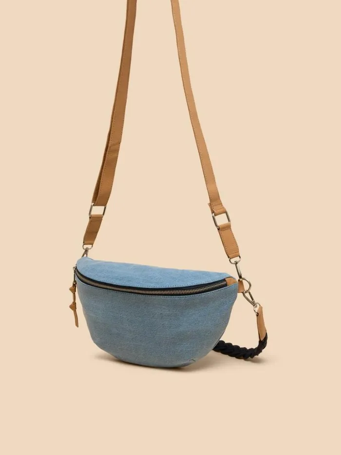 Women BAGS and PURSES White Stuff Sebby Canvas Sling Bag Chambray Blue