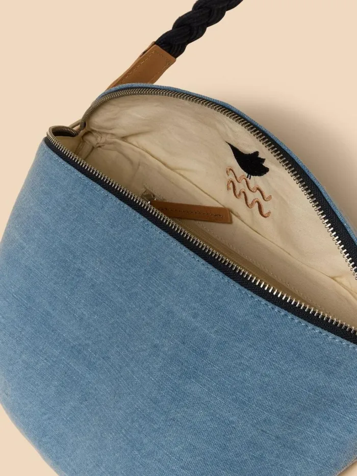 Women BAGS and PURSES White Stuff Sebby Canvas Sling Bag Chambray Blue