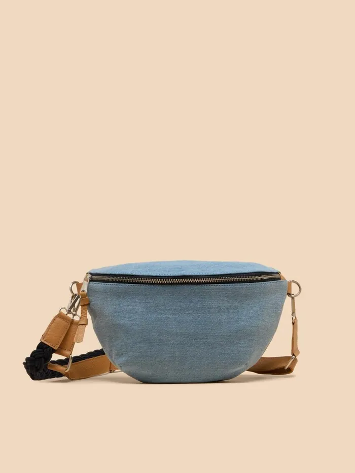Women BAGS and PURSES White Stuff Sebby Canvas Sling Bag Chambray Blue