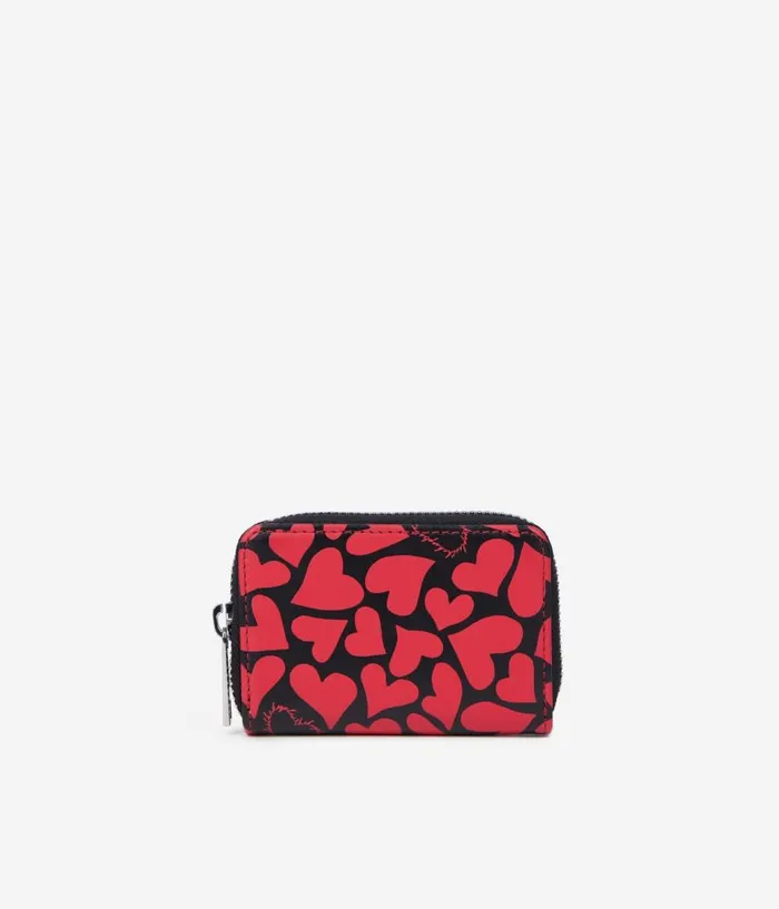 Women Bags THE KOOPLES Black Leather Coin Purse With Hearts Print Women Bags THE KOOPLES Black Leather Coin Purse With Hearts Print