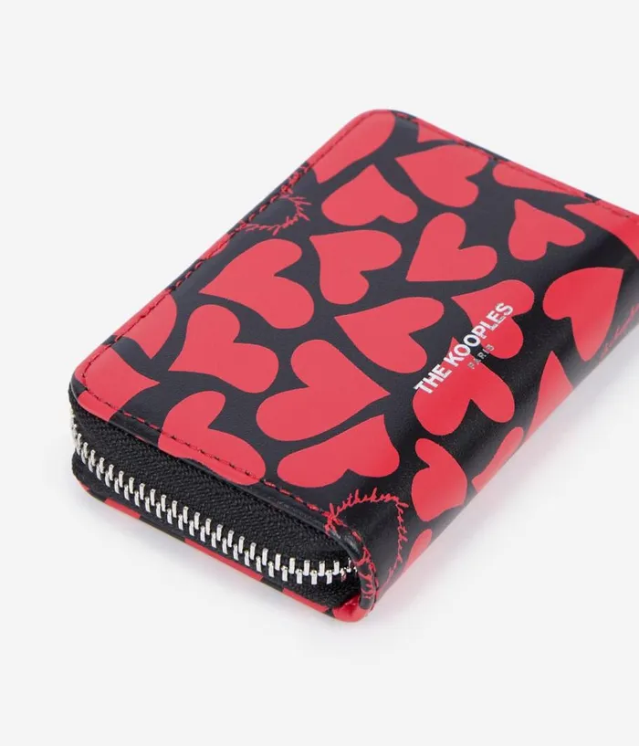 Women Bags THE KOOPLES Black Leather Coin Purse With Hearts Print Women Bags THE KOOPLES Black Leather Coin Purse With Hearts Print