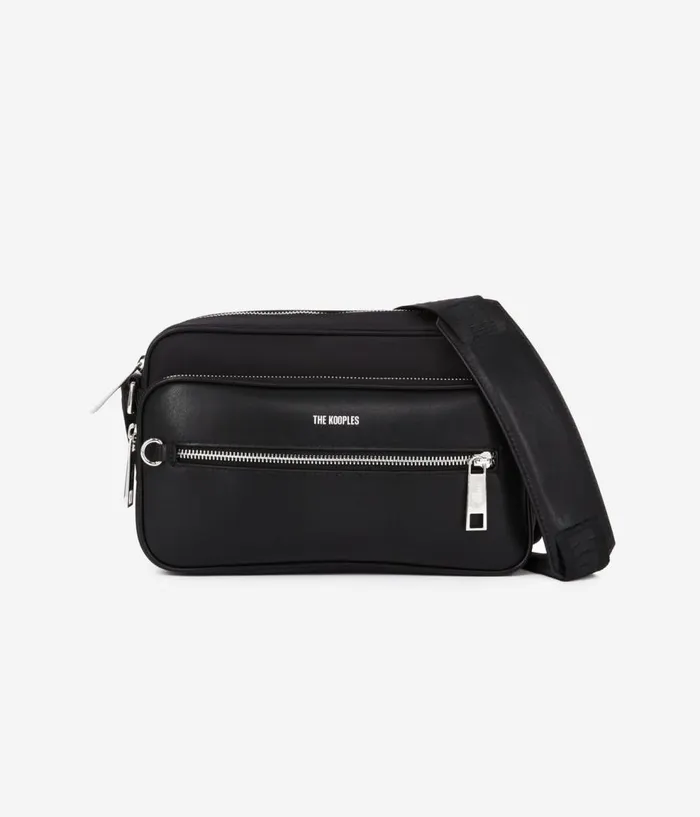Women Bags THE KOOPLES Messenger Bag In Black Leather And Nylon Fiber