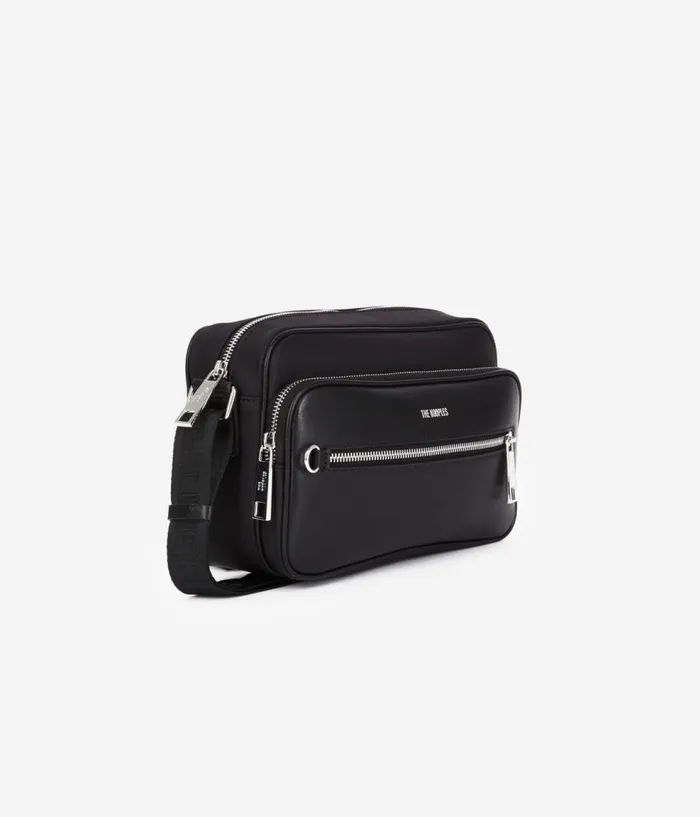 Women Bags THE KOOPLES Messenger Bag In Black Leather And Nylon Fiber