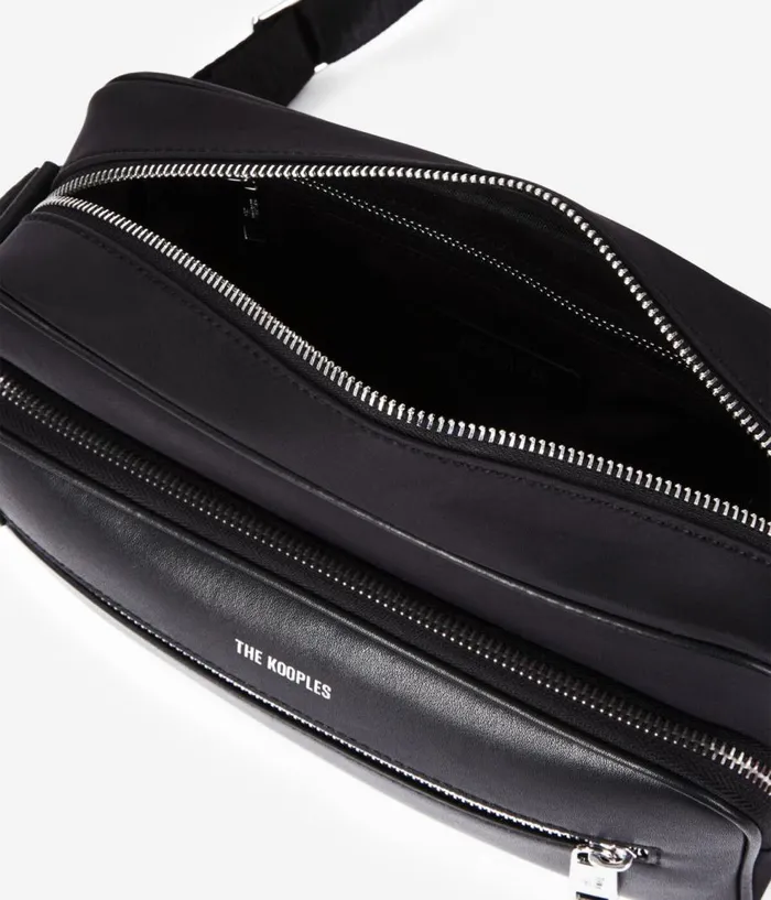 Women Bags THE KOOPLES Messenger Bag In Black Leather And Nylon Fiber