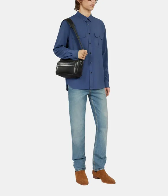 Women Bags THE KOOPLES Messenger Bag In Black Leather And Nylon Fiber