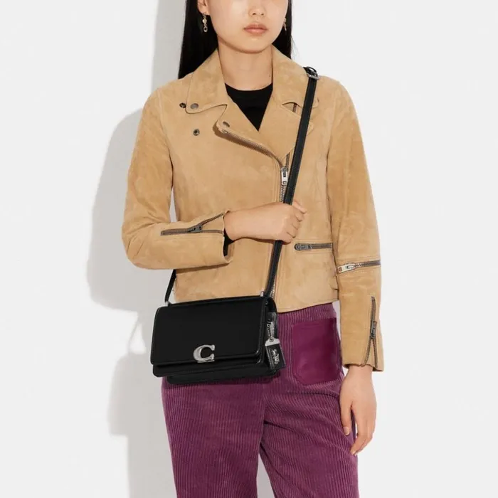 Women Bandit Shoulder Bag Silverblack Coach Shoulder Bags and Hobos